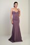 Women's Strapless Lace up Back Lining Underwire Long Fish Evening Dress - 2