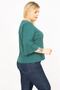 Women's Green Large Size Cotton Fabric Sleeves with Ornamental Buttons Capri Sleeve Blouse 65n35766 - 7