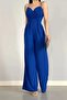 Imported Crepe Fabric Wide Leg Jumpsuit Dress with Straps - 3