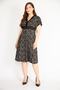 Women's Black Large Size Collar and Waist Wide Copenaki Lace A-line Dress 65n36409 - 3