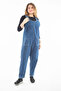 Women's Plus Size Blue V-Neck Jeans Jumpsuit with Pockets 65N37321 - 6