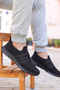 Huboss Comfortable Sole Walking Running Sports Shoes Black-Black Laceless Men's Sneaker - 4