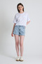 White Pocket Detailed Crew Neck Crop T-Shirt 2136m - 7