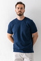 Men's Crew Neck Basic 100% Cotton T-Shirt Navy Blue - 25Y 2735 - 5
