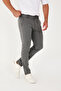 Men's Jogger Pants Slim Fit Waist Half Elastic Lycra Dark Gray Fabric Trousers - 6