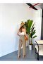 Women's Plus Size Summer High Waist 100% Cotton Linen Look Pants W206 - 2