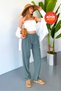 Women's Plus Size Summer High Waist 100% Cotton Linen Look Pants W206