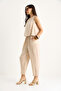 Women's Beige Thick Strap Blouse Elastic Waist Pants Modal Set 3089 60283231 - 5