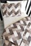 Single Sheet Elastic Cotton Zigzag Brown Duvet Cover Set with 2 Pillowcases (Gift) - 3