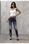 Wd256 Contrast Stitched Embroidered Blue Women's Jeans - 4