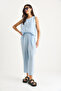 Women's Baby Blue Thick Strap Blouse Elastic Waist Pants Modal Set 3089 60283231 - 4