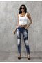 Wd361 Decorative Stitched Washed Blue Jeans
