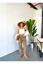 Women's Plus Size Summer High Waist 100% Cotton Linen Look Pants W206 - 4