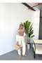 Women's Plus Size Summer High Waist 100% Cotton Linen Look Pants W206 - 3
