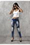 Wd361 Decorative Stitched Washed Blue Jeans - 3