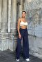 Smoked Elastic Waist, Pockets, Wide Leg, Loose Trousers - 6