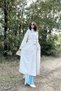 Women's Beige Double Breasted Collar, Belt, Pocket, Loose Cut Long Trench Coat - 7