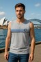 Men's 100% Cotton Crew Neck Anchor Printed Sleeveless T-Shirt