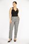 Women's Gray Large Size Plaid Patterned Trousers with Elastic Waist and Side Stripe Detail 65n36510 - 3