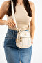 Cream 3 Compartment Elegant Bag 20X17X7 cm and Makeup Mirror - 4