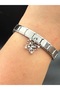 Zircon Stone Butterfly Figured Steel Charm and Italian Steel Bracelet I Special Boxed