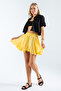 Yellow Elastic Waist Mini Skirt