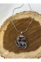 Stainless Steel Medallion Double Sided Dragon Silver Color Glossy Anti-Tarnish Steel Pendant Unisex Necklace - 7