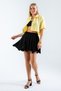 Women's Yellow Crop T-Shirt Fabric Buttoned Cap Shirt - 7