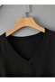 Women's Black V-Neck Regular T-Shirt - 2