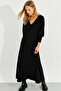 Women's Black Bat Sleeve Midi Dress BK272021 - 8