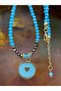 Crystal Stoned My Heart Has Passed to You Istanbul Sultanahmet Blue Necklace - 3