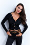 Women's Black Buttoned Short Cardigan Ey2952 - 5