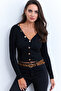 Women's Black Buttoned Short Cardigan Ey2952 - 2