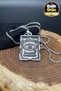 Retro Whiskey Steel Locket Unisex Pendant with Auger Chain Stainless Whiskey Steel Men's Necklace