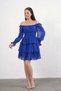 Women's Skirt Layered Detailed Lined Chiffon Fabric Blue Evening Dress 078 - 6