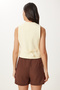 Body Fitted Crop Woven Vest Yellow Lto0003 - 5