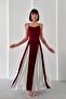 Women's Rope Strap Segmented R Color Block Maxi Length Long Sandy Fabric Dress