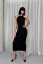 Victoria Mock Neck Strait Stone Embroidered Flexible Sandy Fabric S Slim Fit Long Dress - 4
