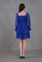 Skirt Floor Detail Waist Glittered Lined Chiffon Fabric Blue Evening Dress 078 - 3