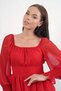 Women's Skirt Layered Detailed Lined Chiffon Fabric Red Evening Dress 078 - 2