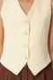 Body Fitted Crop Woven Vest Yellow Lto0003 - 4