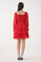 Skirt Floor Detail Waist Elastic Lined Chiffon Fabric Red Dress 078 - 3