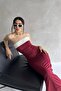 Strapless Neckline Sandy Dress - Stretchy Fabric Maxi Length Prom Dress - 3