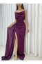Flexible Satin Fabric Slit Detailed Strappy Long Evening Dress and Graduation Dress 582243 726 - 6