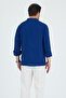Linen Textured Oversize Men's Shirt Indigo - 7