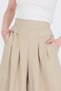 Beige Cotton Linen Textured High Waist Pleated Palazzo Pants 4819A - 4