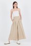 Beige Cotton Linen Textured High Waist Pleated Palazzo Pants 4819A - 3