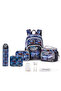 18" Set of 5 Backpack w/ Water Bottle, Lunch Box, Lunch Bag and Pencil Case-Car Racing