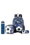 18" Set of 4 Backpack w/ Water Bottle, Lunch Bag and Pencil Case-Football