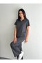 Women's Comfortable Fit Double Pocket Modal Fabric Polo Neck T-Shirt Pants Set - 3